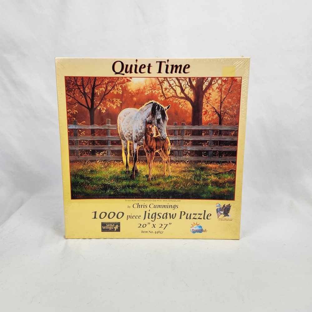 Sunsout "Quiet Time" by Chris Cummings 1000 pc puzzle #44837‎ Horses in pasture